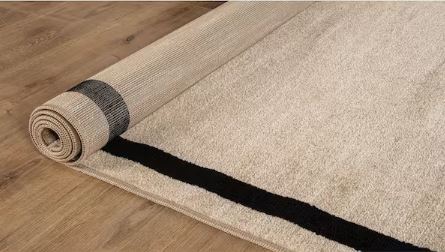 8 ft. x 10 ft. Aura Beige Washable Modern Bordered Indoor Area Rug