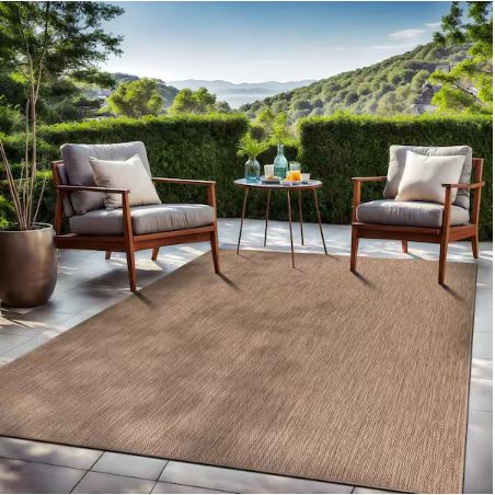 6 X 9 Jute Aloha Washable Solid Indoor Outdoor Area Rug