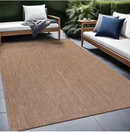 6 X 9 Jute Aloha Washable Solid Indoor Outdoor Area Rug