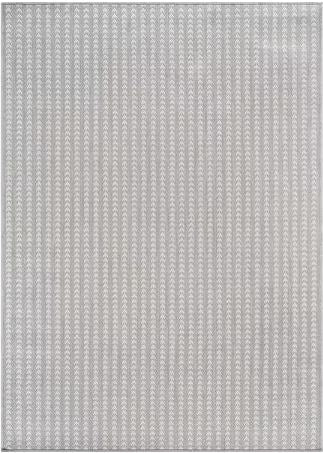 6 ft. x 9 ft. Arrow Gray Chevron Striped Washable Indoor Outdoor Area Rug