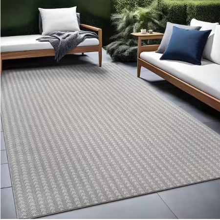 6 ft. x 9 ft. Arrow Gray Chevron Striped Washable Indoor Outdoor Area Rug