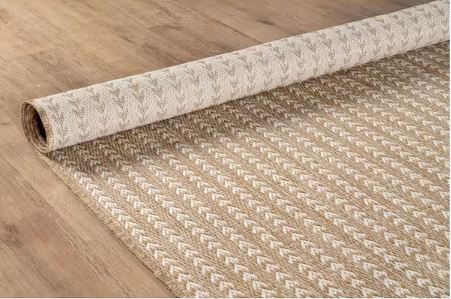 6 ft. x 9 ft. Arrow Natural Chevron Striped Washable Indoor Outdoor Area Rug