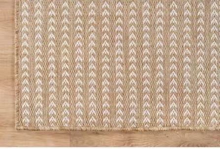 6 ft. x 9 ft. Arrow Natural Chevron Striped Washable Indoor Outdoor Area Rug