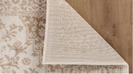 6 ft. x 9 ft. Athena Beige Washable Oriental Border Indoor Coor Patio Area Rug
