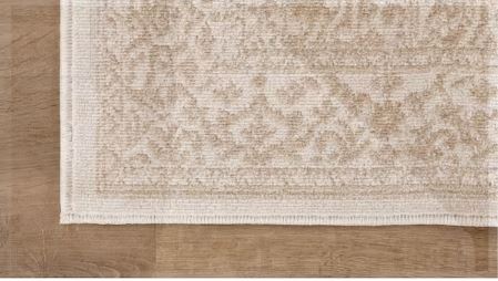 6 ft. x 9 ft. Athena Beige Washable Oriental Border Indoor Coor Patio Area Rug