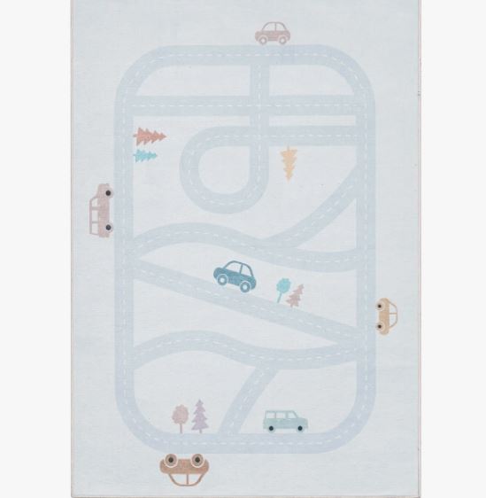 5' x 7' Modern Playful Roads Light Gray Rug