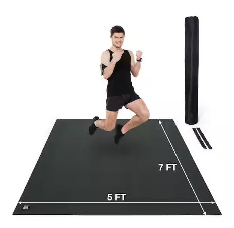 5x7 Black 60 in. W x 84 in. L x 7mm T Large Premium Vinyl Gym Flooring Mat Heavy-Duty Workout Mat Covers 35 sq. ft.
