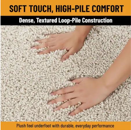 Cozy Plush Non-Slip Rubberback Soft Cream 3 ft. x 5 ft. Indoor Bedroom Runner Rug