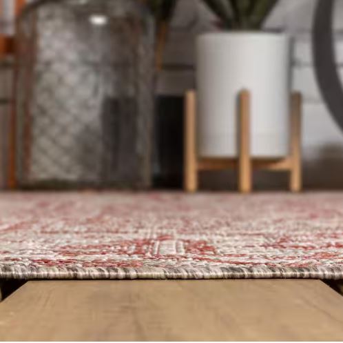Estrella Bohemian Medallion Red/Taupe 3 ft. 1 in. x 5 ft. Textured Weave Indoor/Outdoor Area Rug