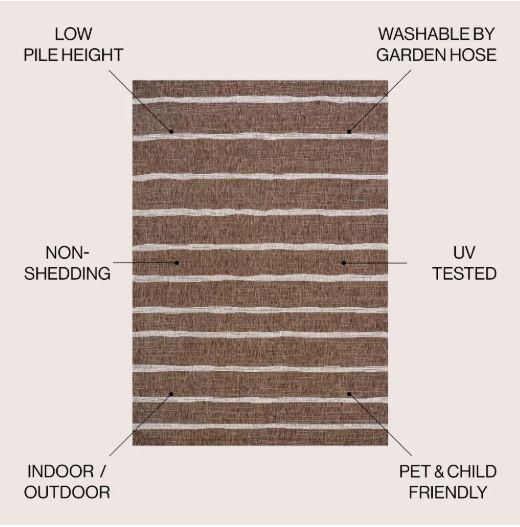 JONATHAN Y Colonia Berber Stripe Brown/Beige 3 ft. x 5 ft. Indoor/Outdoor Area Rug, Non-Shedding, Easy-Clean