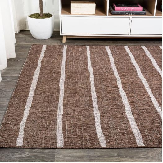 JONATHAN Y Colonia Berber Stripe Brown/Beige 3 ft. x 5 ft. Indoor/Outdoor Area Rug, Non-Shedding, Easy-Clean