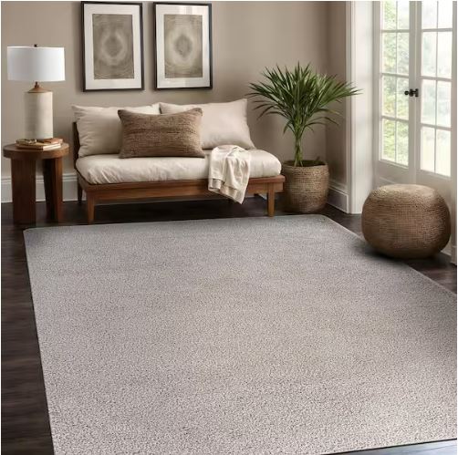Silky Gray 3 ft. x 5 ft. Solid Plus Thick Pile Non Slip Easy Clean Non Shedding Modern Indoor Area Rug