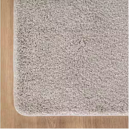 Silky Gray 3 ft. x 5 ft. Solid Plus Thick Pile Non Slip Easy Clean Non Shedding Modern Indoor Area Rug