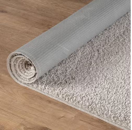 Silky Gray 3 ft. x 5 ft. Solid Plus Thick Pile Non Slip Easy Clean Non Shedding Modern Indoor Area Rug