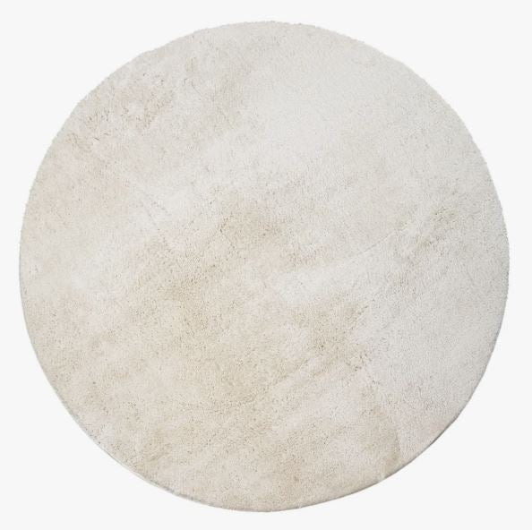 Round 6'7" Color:&nbsp;Cream Soft Area Rug Cozy Low-Pile Rug Anti-Slip Solid Color Washable