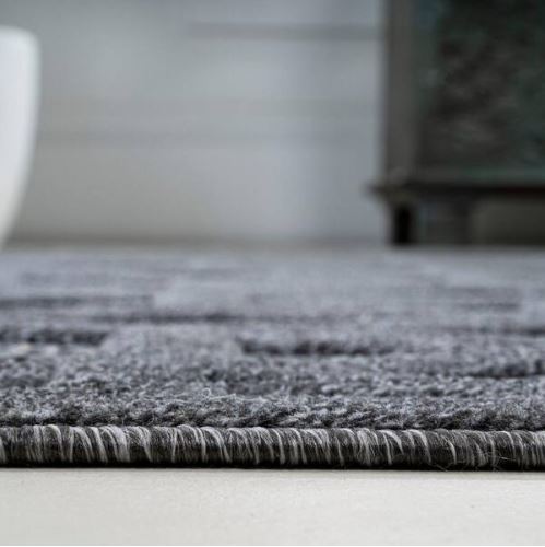 Talaia Neutral Geometric Dark Gray 5 ft. Round Indoor/Outdoor Area Rug