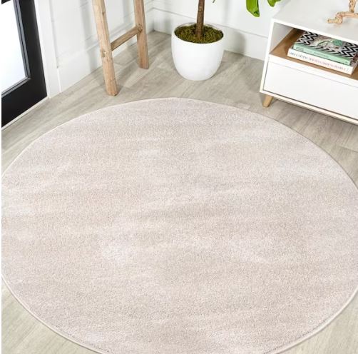 Haze Solid Low-Pile Ivory 5 ft. Round Area Rug
