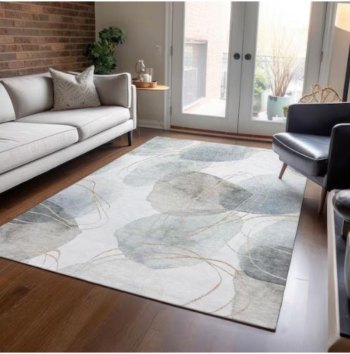 5 ft. x 7 ft. 6 in. Ivory Machine Washable Indoor/Outdoor Geometric Area Rug