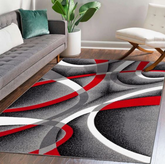 5" x'7" Color: Gray/Red Cherine Abstract Indoor Rug