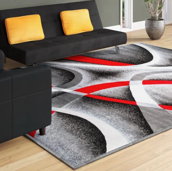 5" x'7" Color: Gray/Red Cherine Abstract Indoor Rug