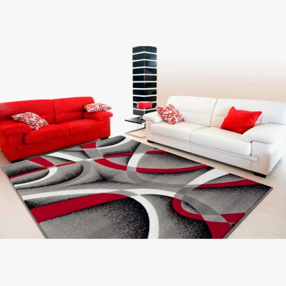 5" x'7" Color: Gray/Red Cherine Abstract Indoor Rug