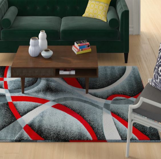 5" x'7" Color: Gray/Red Cherine Abstract Indoor Rug