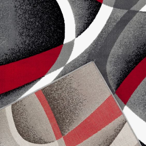 5" x'7" Color: Gray/Red Cherine Abstract Indoor Rug
