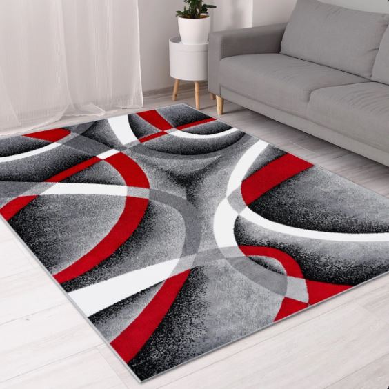 5" x'7" Color: Gray/Red Cherine Abstract Indoor Rug