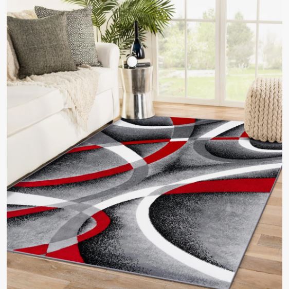5" x'7" Color: Gray/Red Cherine Abstract Indoor Rug