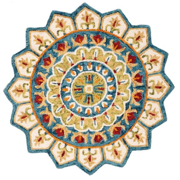 8' Ivory/Blue Round Hand Tufted Indoor Area Rug - Safavieh
