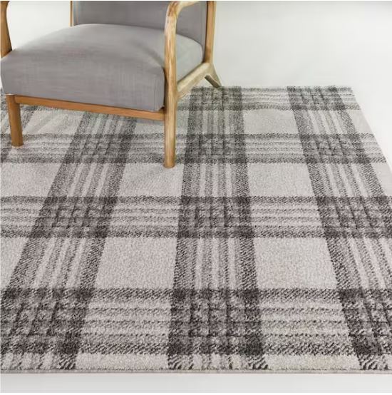 8 ft. x 10 ft. Monte Grey Plaid Area Rug