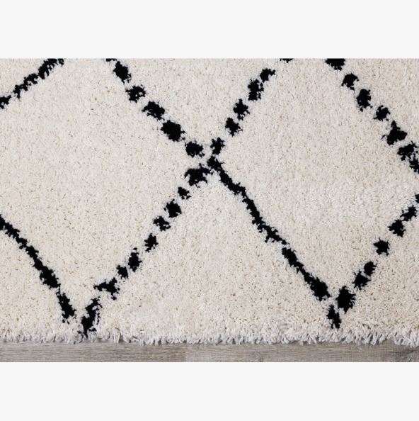 6'7'' x 9'6'' Lydon Soft Geometric Ivory/Black Indoor Area Rug