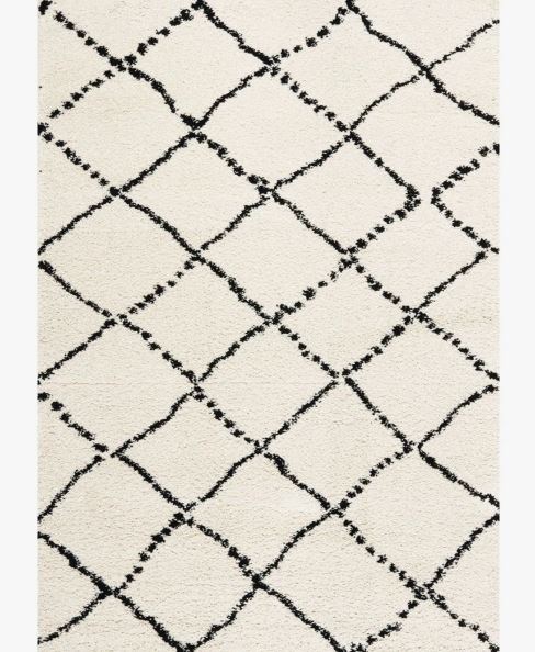 6'7'' x 9'6'' Lydon Soft Geometric Ivory/Black Indoor Area Rug