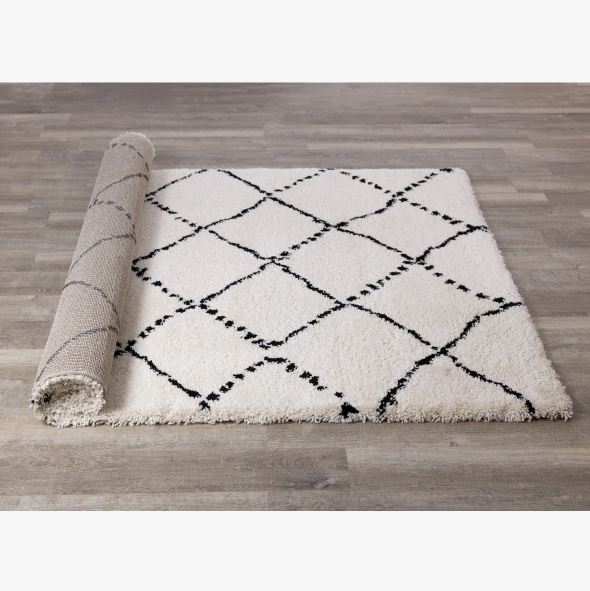 6'7'' x 9'6'' Lydon Soft Geometric Ivory/Black Indoor Area Rug