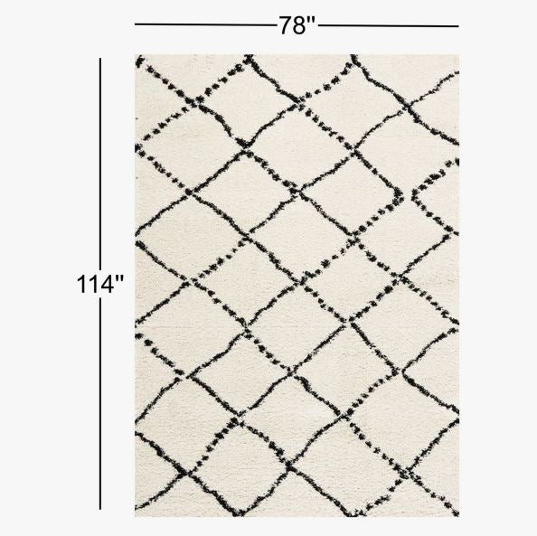 6'7'' x 9'6'' Lydon Soft Geometric Ivory/Black Indoor Area Rug
