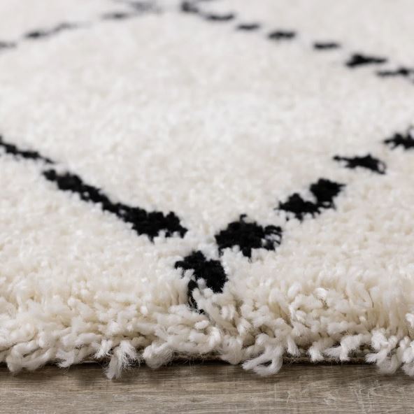 6'7'' x 9'6'' Lydon Soft Geometric Ivory/Black Indoor Area Rug