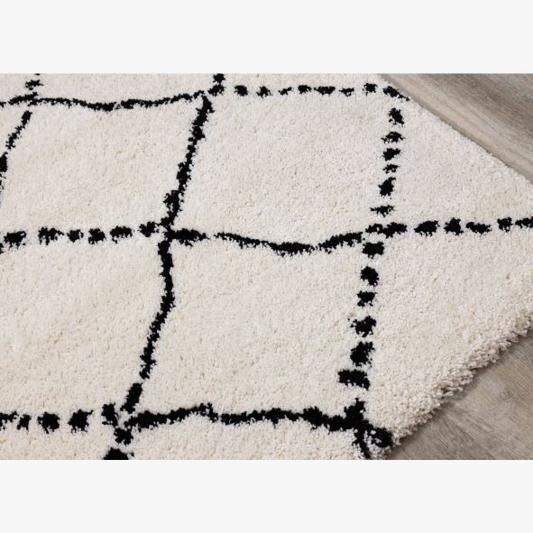 6'7'' x 9'6'' Lydon Soft Geometric Ivory/Black Indoor Area Rug