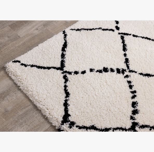 6'7'' x 9'6'' Lydon Soft Geometric Ivory/Black Indoor Area Rug