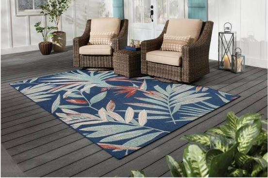 Palm White 9 ft. x 12 ft. Indoor/Outdoor Patio Area Rug