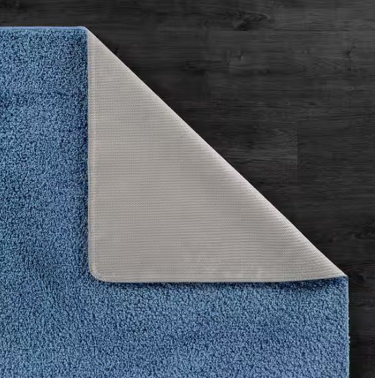 8 ft. x 10 ft. Blue Silky Solid Plus Thick Pile Non Slip Easy Clean Non Shedding Modern Indoor Area Rug
