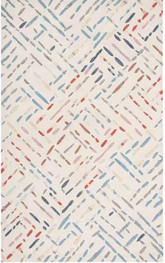 5 ft. x 8 ft. Metro Ivory/Blue Geometric Maze Area Rug