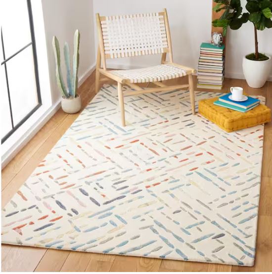 5 ft. x 8 ft. Metro Ivory/Blue Geometric Maze Area Rug