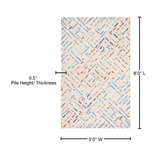 5 ft. x 8 ft. Metro Ivory/Blue Geometric Maze Area Rug