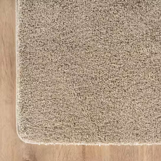 8 ft. x 10 ft. Beige Silky Solid Plus Thick Pile Non Slip Easy Clean Non Shedding Modern Indoor Area Rug