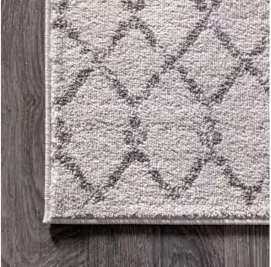 8 ft. x 10 ft. Moroccan Hype Boho Vintage Diamond Cream/Gray Distressed Area Rug