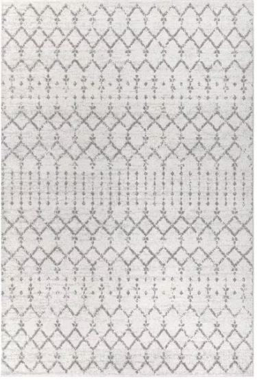 8 ft. x 10 ft. Moroccan Hype Boho Vintage Diamond Cream/Gray Distressed Area Rug
