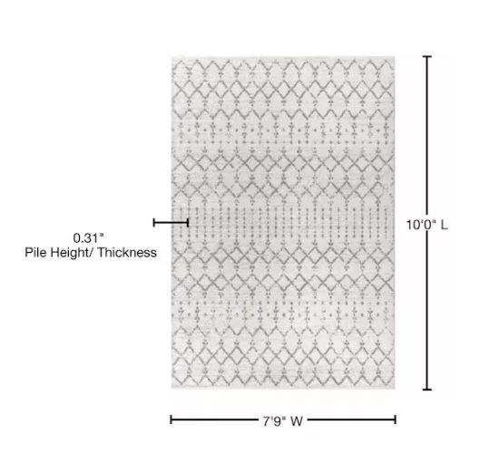 8 ft. x 10 ft. Moroccan Hype Boho Vintage Diamond Cream/Gray Distressed Area Rug