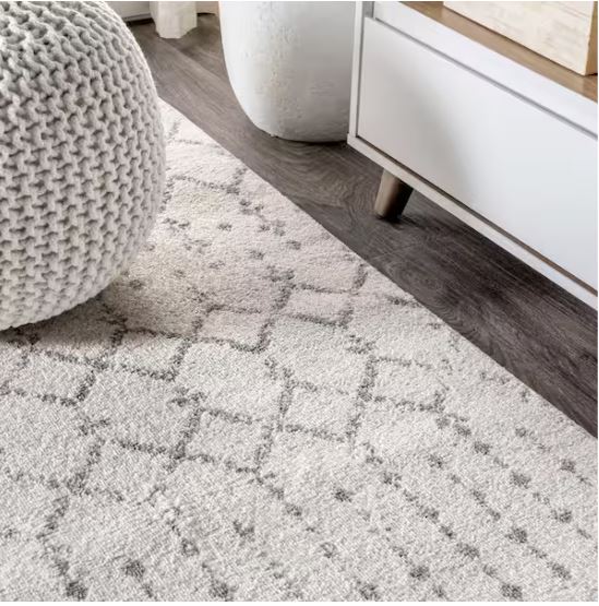 8 ft. x 10 ft. Moroccan Hype Boho Vintage Diamond Cream/Gray Distressed Area Rug
