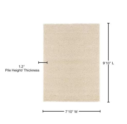 7 ft. 10 in. x 9 ft. 10 in. Cozy Cream Plush Indoor Shag Area Rug for Living Room