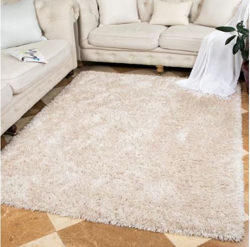 7 ft. 10 in. x 9 ft. 10 in. Cozy Cream Plush Indoor Shag Area Rug for Living Room